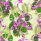 Seamless texture tropical flowers floral arrangement beautiful multicolored rhododendrons with Schefflera and Monstera vintag