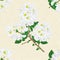 Seamless texture twig white rhododendron mountain shrub cracks in the porcelain vintage hand draw vector