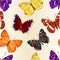 Seamless texture various butterflies mountain meadow and forest butterflies environment watercolor vintage on a white background