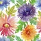 Seamless texture. watercolor spring flowers. chrysanthemum