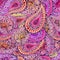 Seamless Texture With Watercolor Vivid Pink And Yellow Paisley