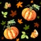 Seamless thanksgiving pattern. Pumpkin watercolor. Vector.