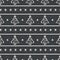 Seamless three christmas tree stripe holiday background. Fir sprig spruce monochrome pattern texture. Scandi festive