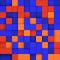 Seamless tile of colored isometric boxes with shadows in a blue orange red color scheme