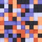 Seamless tile of colored isometric boxes with shadows in a orange purple light blue dark grey color scheme