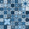 Seamless tile pattern. Colorful lisbon, mediterranean floral ornament pattern. Square flower blue mosaic. Islam, Arabic, Indian, T