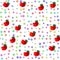 Seamless tile with red fruit apples and pastel colored dots