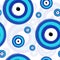 Seamless tileable texture with blue greek evil eye