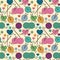 Seamless, Tileable Vector Background with Yarn, Knitting Needles