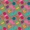 Seamless, Tileable Vector Background with Yarn, Knitting Needles