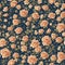 Seamless tiling pattern, peach-colored, pink roses