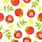 Seamless tomato pattern. Vegetable print. Vector graphics