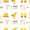 Seamless Tools Pattern. Construction tools vector icons seamless pattern. Hand equipment background in flat style.