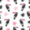 Seamless toucans pattern. Vector tropical background.