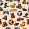 Seamless toys handdrawn pattern with - car, duck