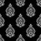 Seamless traditional Asian black and white damask pattern