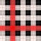 Seamless traditional Scottish colourful tartan fabric. Black, red with white stripes. Cloth background or texture