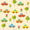 Seamless transport cartoon pattern with cars