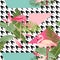 Seamless Tropical Flowers and Flamingo Summer Geometric Pattern, Graphic Background, Exotic Floral wallpaper or Card