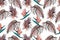 Seamless tropical pattern in coral palm leaves and monstera. Tropical background for textile, wallpaper, pattern fills, covers,