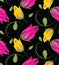 Seamless tulip flower pattern