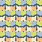 Seamless ultramodern style pattern with abstract cats faces. Perfect retro print for tee, paper, textile and fabric. Vintage