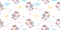 Seamless unicorn fairy cartoon cute Pony Child animal pattern holding magic wand in sky with pastel cloud