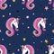 Seamless unicorns pattern. Vector magic illustration.