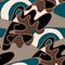 Seamless unusual abstract pattern with hand drawn wave lines and shapes