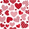 Seamless Valentine`s Day pattern with patchwork hearts
