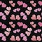 Seamless Valentine`s day watercolor hearts background
