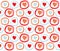Seamless Valentines Day background with circles and hearts. Tiled vector holiday texture. Love wrapping paper design.