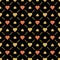 Seamless valentines pattern with golden glittering hearts on black background. Repeatable valentines day design. Can be used for