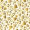 Seamless valentines pattern with golden glittering hearts and keys. Gold Seamless pattern. Repeatable valentines day design. Can