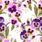 Seamless varicolored pansies