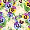 Seamless varicolored pansies