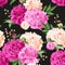 Seamless varicolored peonies