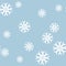 Seamless vector 10 eps snowflakes pattern. Chaotic snowflake elements blue background.