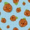 Seamless vector background with cute kawaii hazelnuts