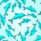 Seamless vector background with dolphins. Vector illustration for design of gift packs, wrap, patterns fabric, wallpaper, web sit