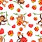 Seamless vector background with funny monkeys with