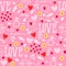 Seamless vector background with hearts, arrows, ringlets, flowers, love. illustration for fabric, scrapbooking paper and other