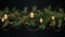 seamless vector banner showcasing intricately detailed green fir branches and golden lights