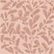 Seamless vector brown line leaf and twig pattern on beige background. Hand drawn floral botanical wallpaper.