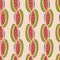 Seamless vector coloful abstract pattern of oval watermelons on pink background