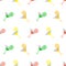 Seamless vector colorful pattern with coctails and orange, lime and lemon slices on the white background.