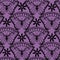 seamless vector dark purple pattern with lace patterns of butterflies and flowers