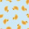 Seamless vector duck in water pattern on blue background