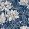 Seamless vector floral lotus hand drawn pattern