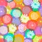 Seamless vector floral pattern with stylized doodle flowers on colorful background.